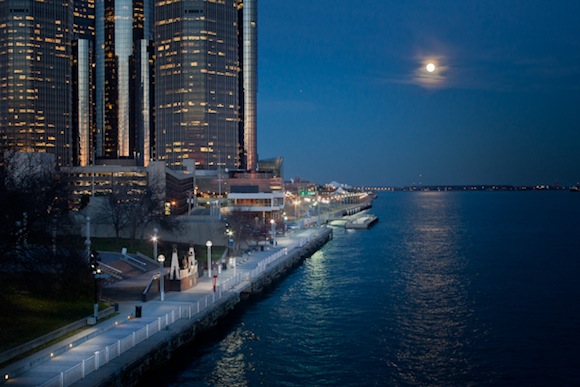 Detroit River at night