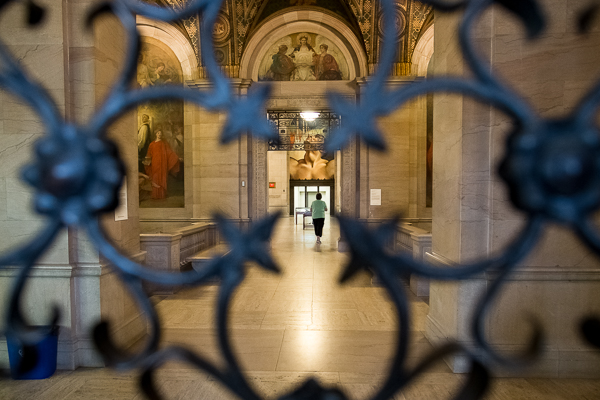 Wrought-iron gate in Main Library's Fine Arts room