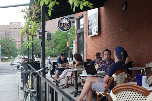 The patio at Great Lakes Coffee Roasting Co.