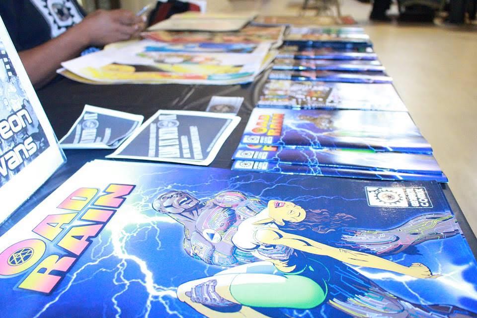 Comic books at a vendor display