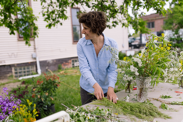 Arranging a bouquet